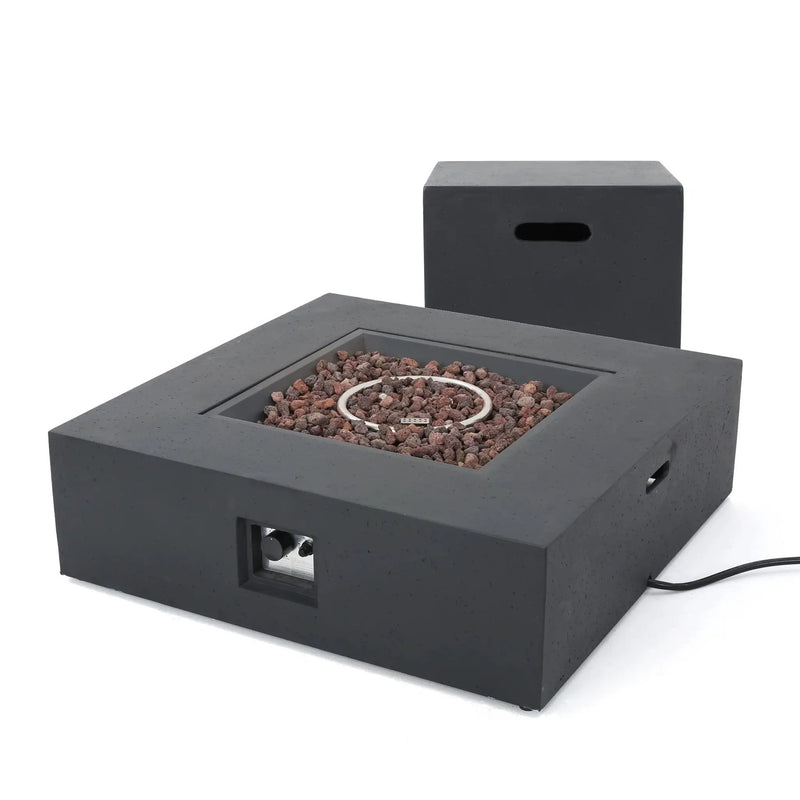 Outdoor 50000 BTU Propane Fire Pit, Dark Grey, with Tank Holder by HouseOfZazla