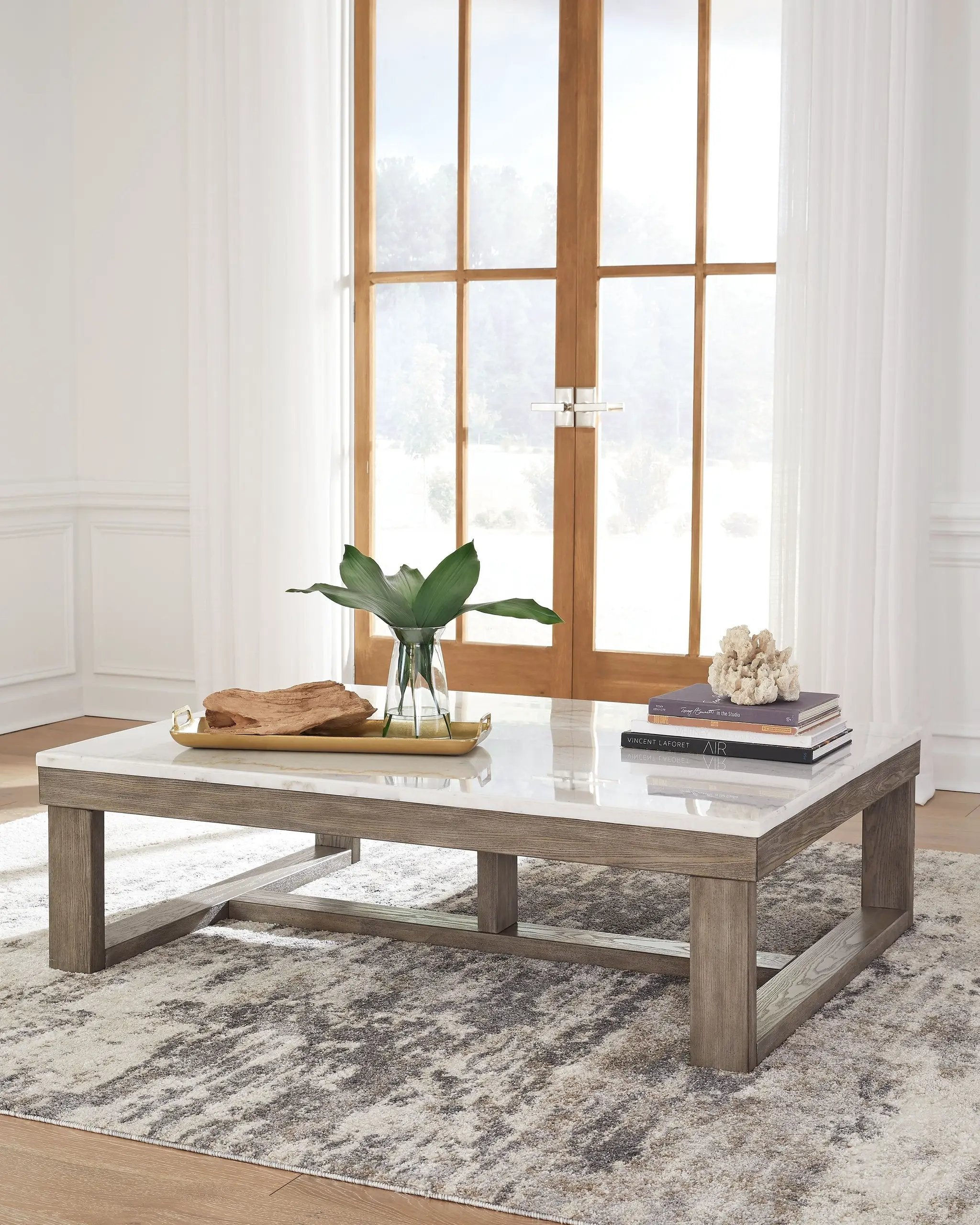 Loyaska - Rectangular Cocktail Table - Brown / Ivory by Unique Piece Furniture