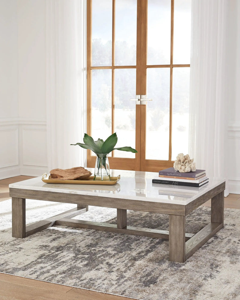 Loyaska - Rectangular Cocktail Table - Brown / Ivory by Unique Piece Furniture