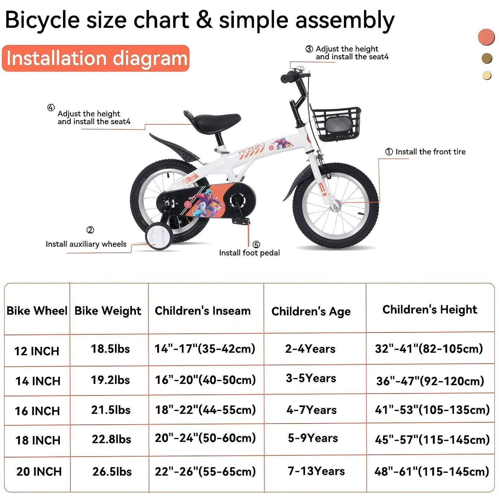 Fkznpj - 18" Sporty Kids Bike With Training Wheels And Stand Adjustable Saddle Suitable For Boys And Girls Aged 5 - 10 Years Tall Height 39 - 49" Available In A Variety Of Colors by HouseOfZazla