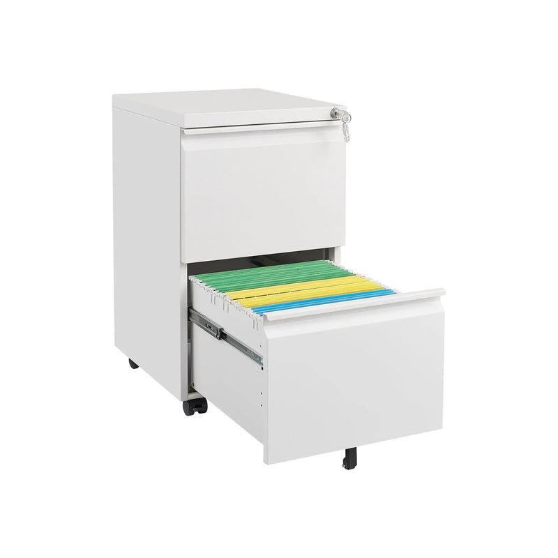 2 Drawer File Cabinet With Lock, Metal Under Desk Rolling Filing Cabinet Fits Letter / Legal / A4 Size For Home Office, Mobile Filing Cabinet by Unique Piece Furniture