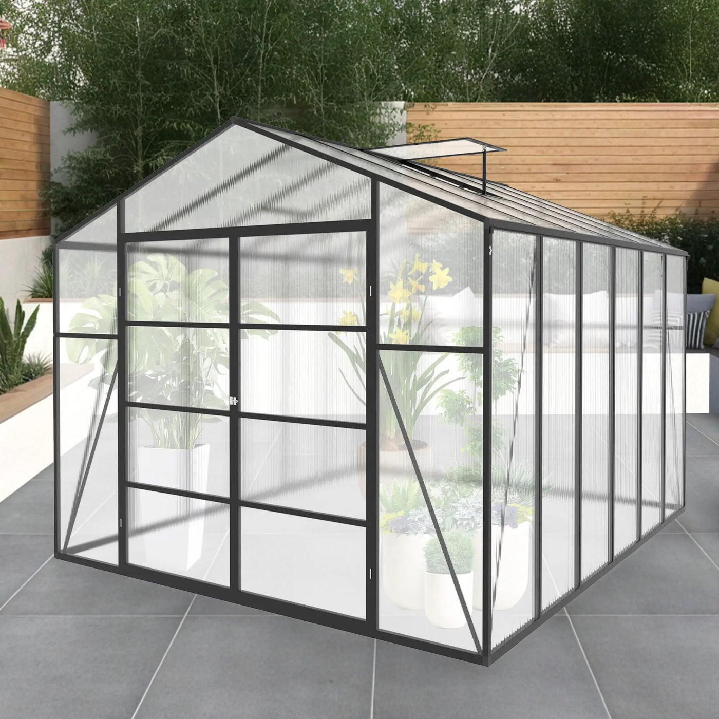 Gain Height Windproof Aluminum Greenhouse with Raised Base by HouseOfZazla