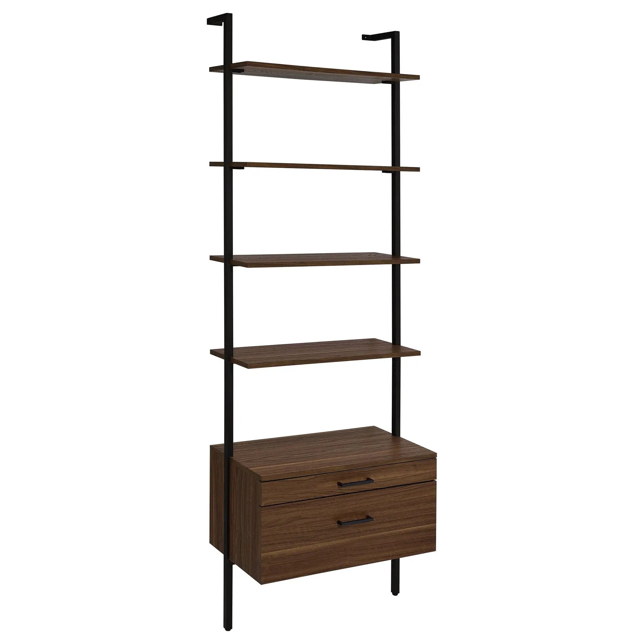 Wendell - 4 Shelf Storage Wall Bookshelf - Walnut by HouseOfZazla