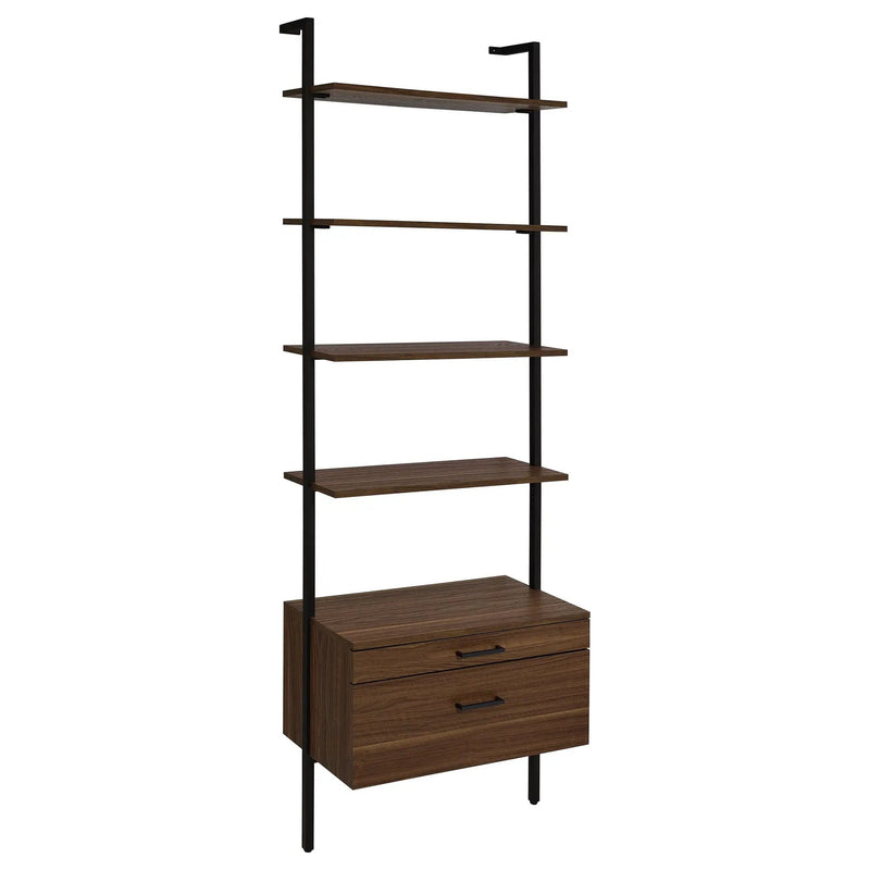 Wendell - 4 Shelf Storage Wall Bookshelf - Walnut by HouseOfZazla
