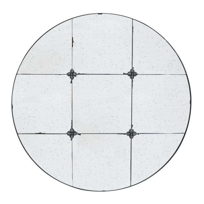 Traditional Decor Style Round Antique Glass Wall Mirror, Wall Decor For For Bathroom Entryway Console Lean Against Wall - Black by Unique Piece Furniture