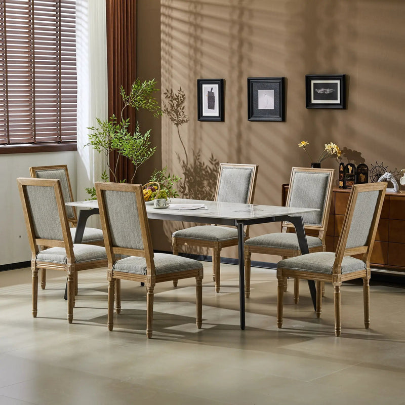 French Country Style Dining Chair With Upholstered Seating And Fluted Legs by HouseOfZazla