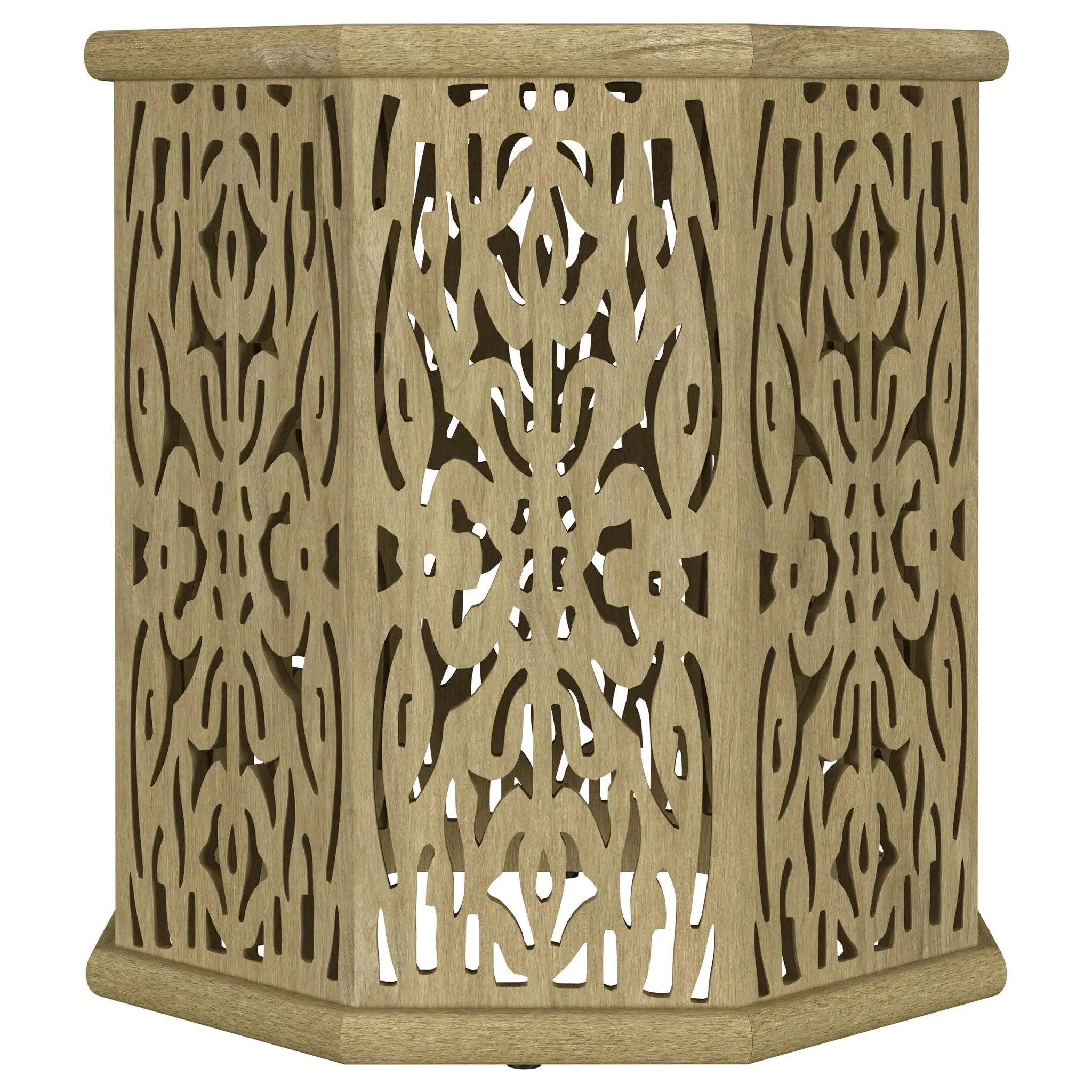 Torres Octagonal Solid Mango Wood Side Table Natural Brown by Unique Piece Furniture