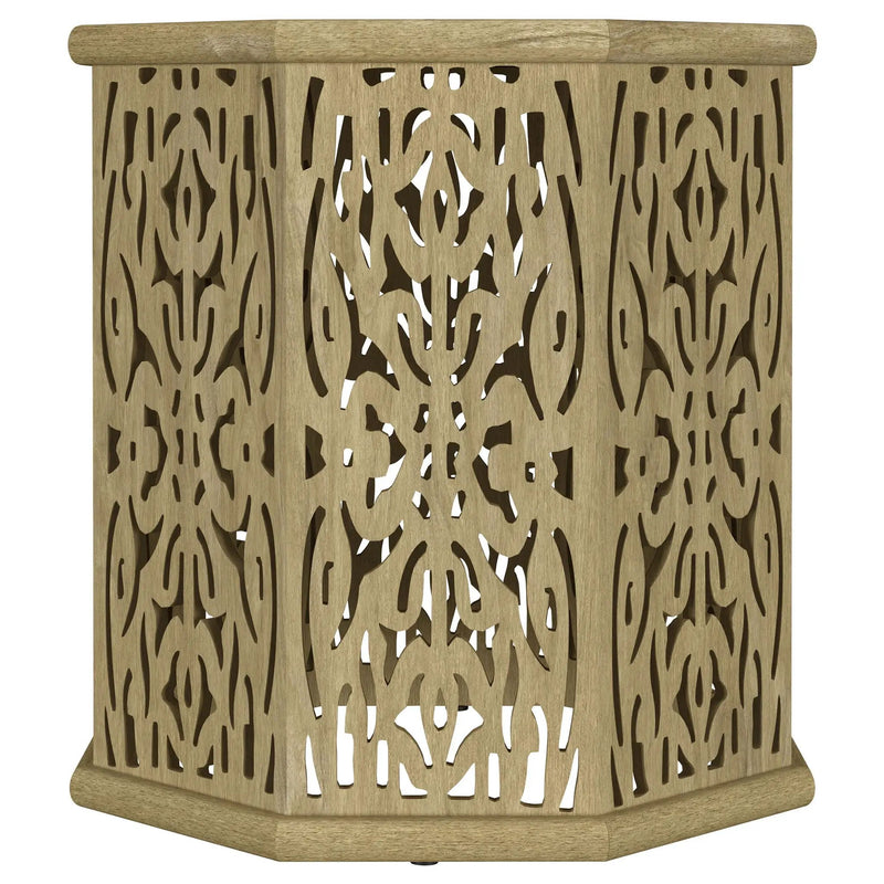 Torres Octagonal Solid Mango Wood Side Table Natural Brown by Unique Piece Furniture