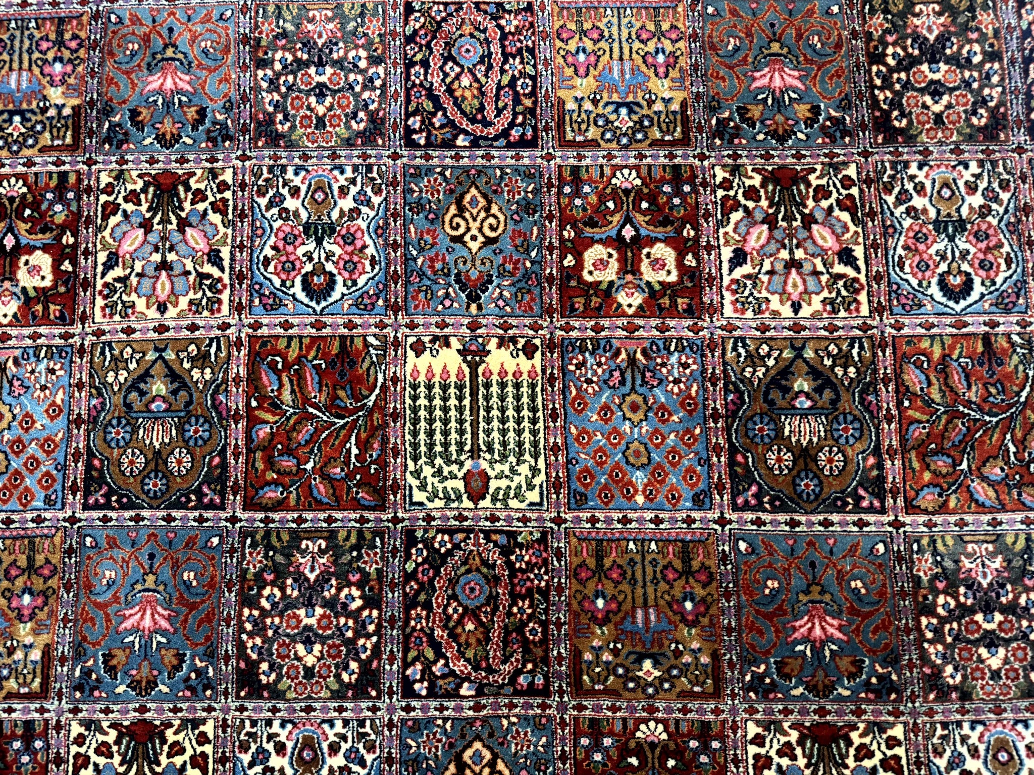 Wonderful Persian Qum Rug 10x13, Panel Design, Fine 260 KPSI, Signed, Red Multicolor by Jewel Rugs
