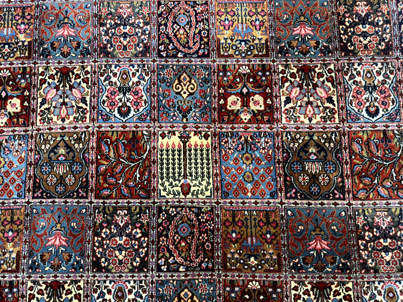 Wonderful Persian Qum Rug 10x13, Panel Design, Fine 260 KPSI, Signed, Red Multicolor by Jewel Rugs