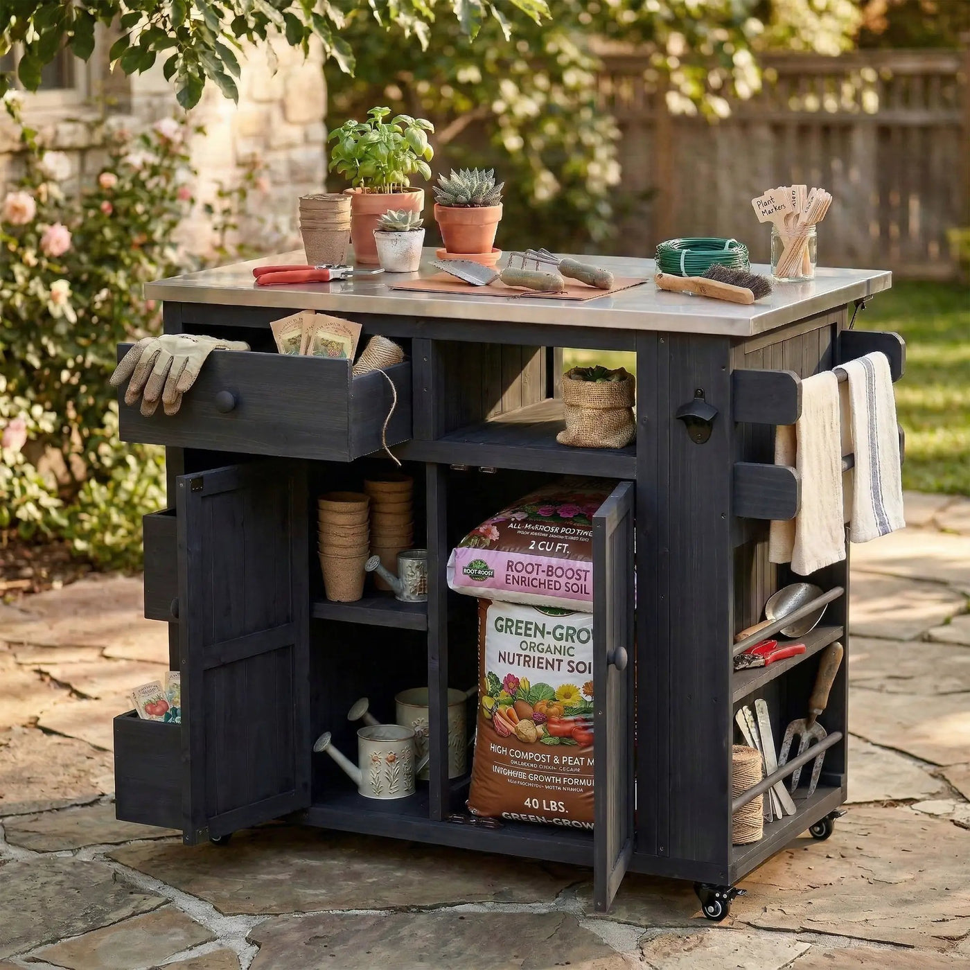 TOPMAX Outdoor Solid Wood Extendable Kitchen Island by HouseOfZazla