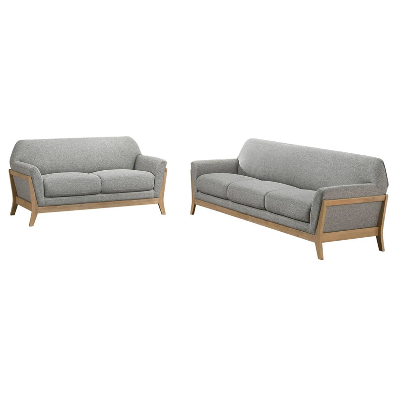 Vaughn 2-piece Fabric Upholstered Flared Arm Sofa Set Grey by Unique Piece Furniture