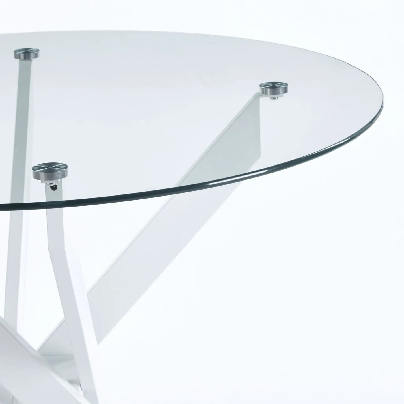 Dining Table With Cross Metal Leg And Tempered Glass, Modern Space Saving Kitchen Table For Living Room by HouseOfZazla
