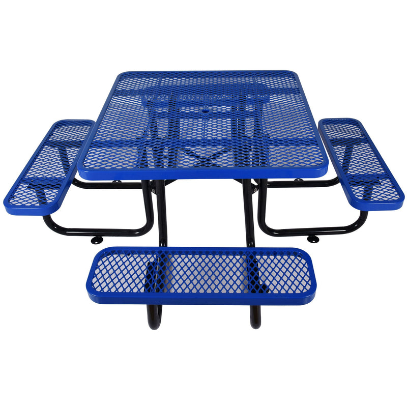 Square Outdoor Steel Picnic Table, With Umbrella Pole by Unique Piece Furniture