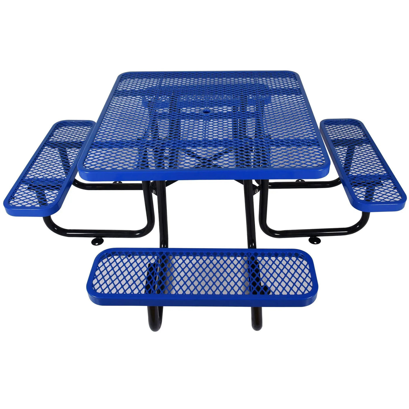 Square Outdoor Steel Picnic Table, With Umbrella Pole by HouseOfZazla