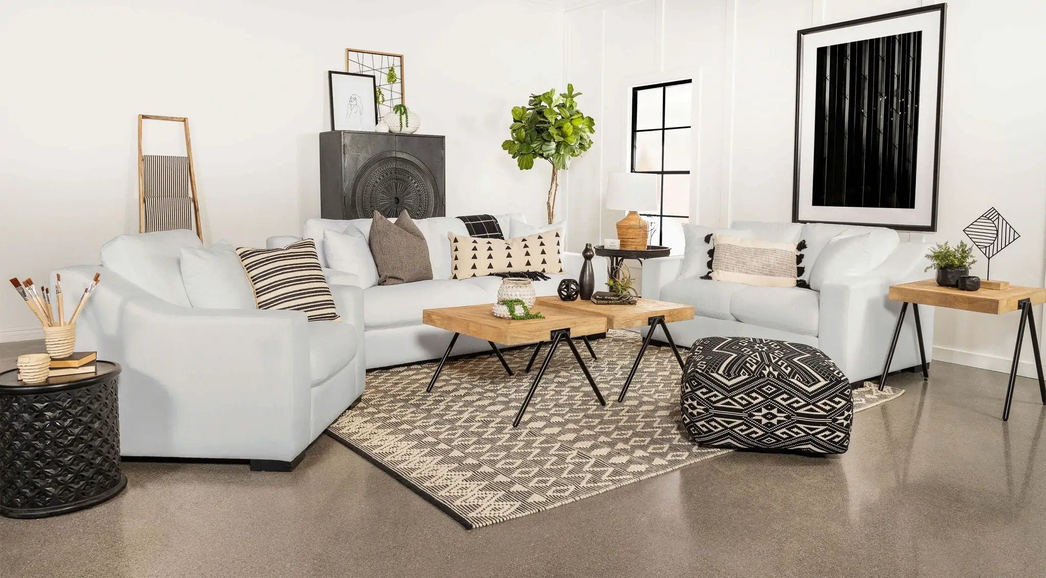 Ashlyn 3-piece Upholstered Sloped Arm Sofa Set White by Unique Piece Furniture
