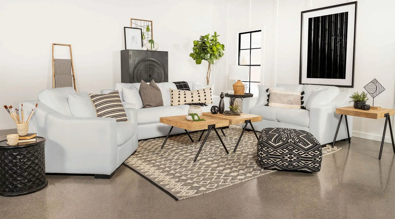 Ashlyn 3-piece Upholstered Sloped Arm Sofa Set White by Unique Piece Furniture