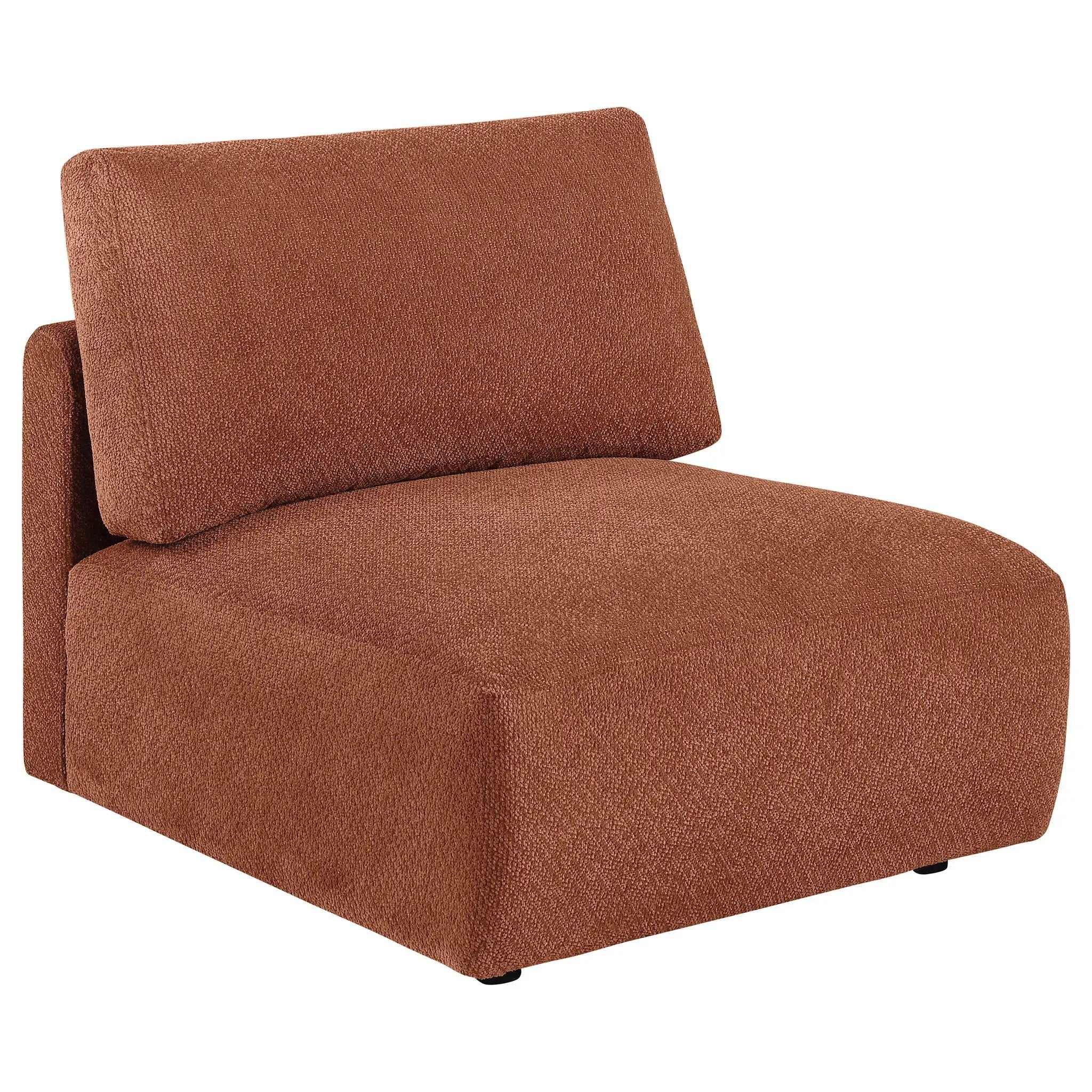 Elysia Chenille Upholstered Modular Armless Chair Coral by Unique Piece Furniture