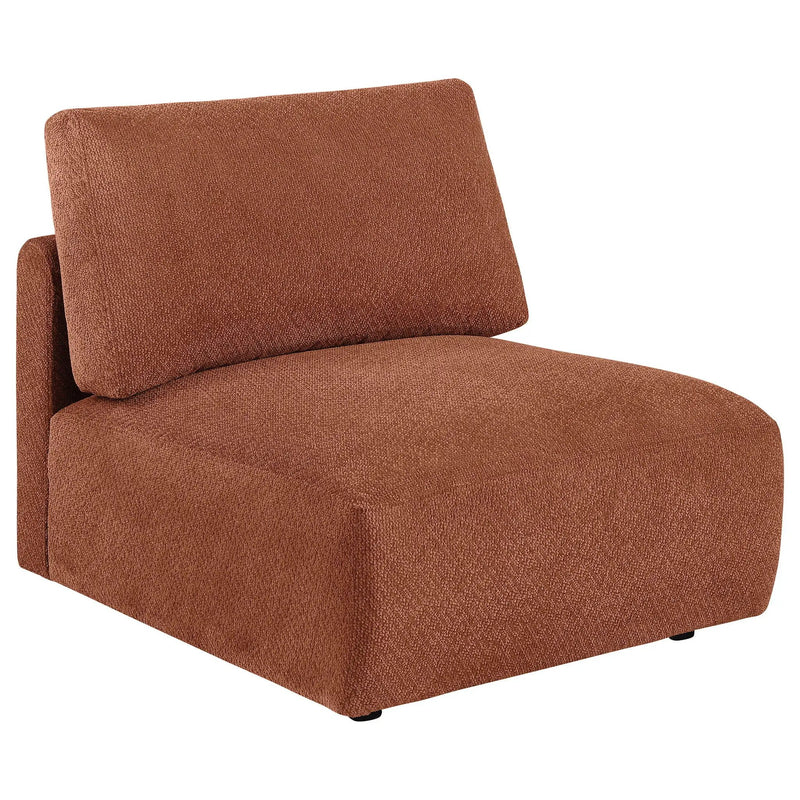 Elysia Chenille Upholstered Modular Armless Chair Coral by Unique Piece Furniture