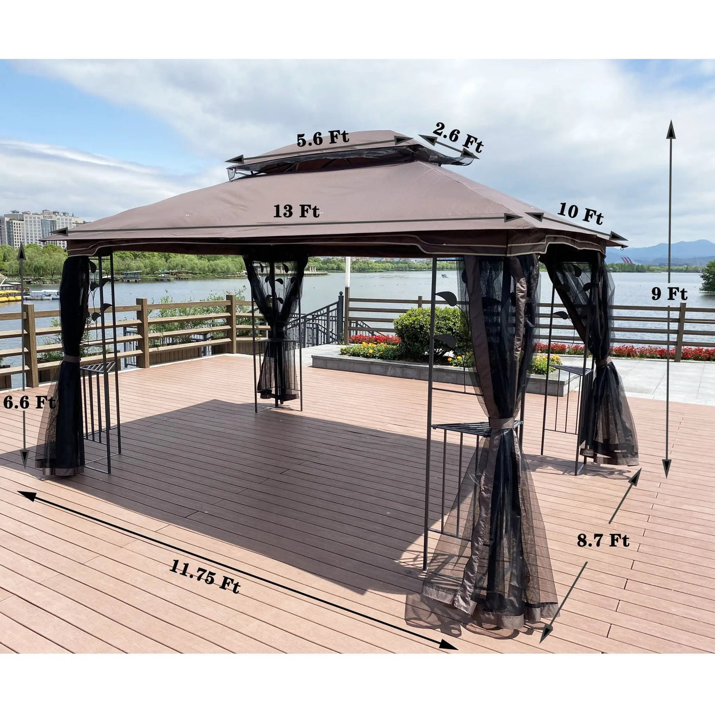 Patio Gazebo Tent With Ventilated Double Roof And Mosquito Net For Backyard Or Garden by HouseOfZazla