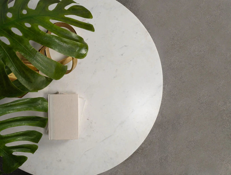 Astoria Round Genuine Marble Side End Table White by Unique Piece Furniture