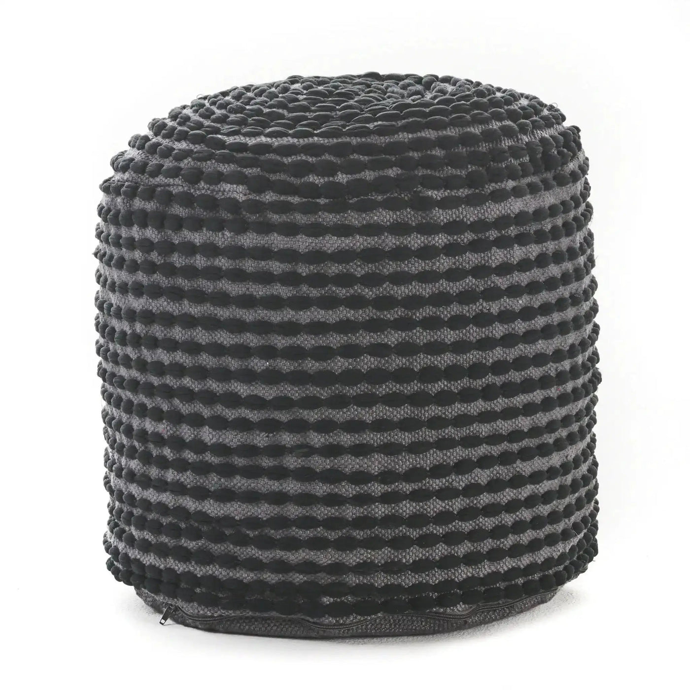 River Handcrafted Cylindrical Pouf in Water Resistant Fabric by HouseOfZazla