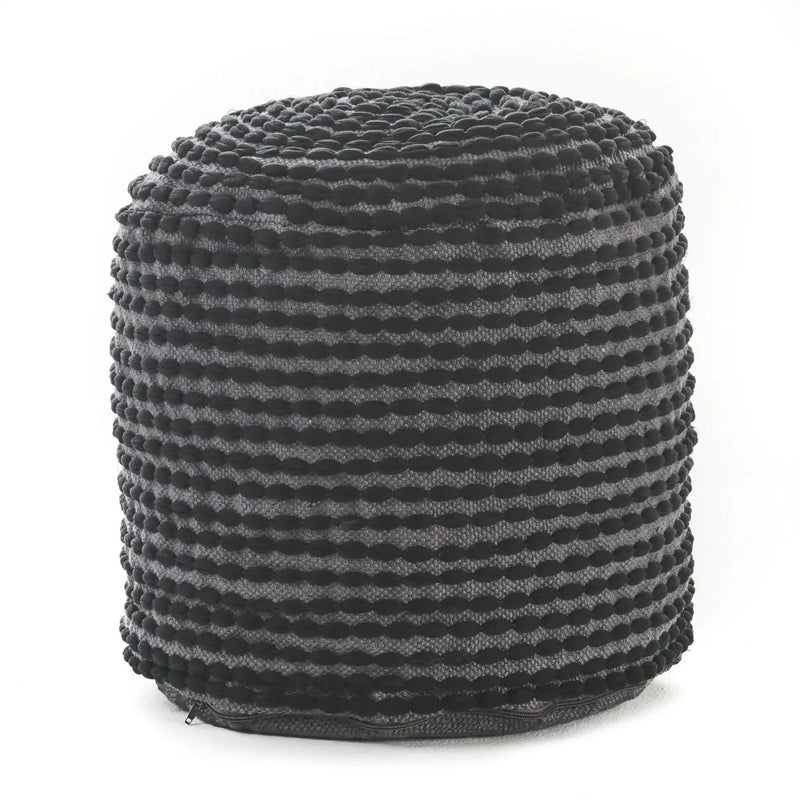 River Handcrafted Cylindrical Pouf in Water Resistant Fabric by HouseOfZazla