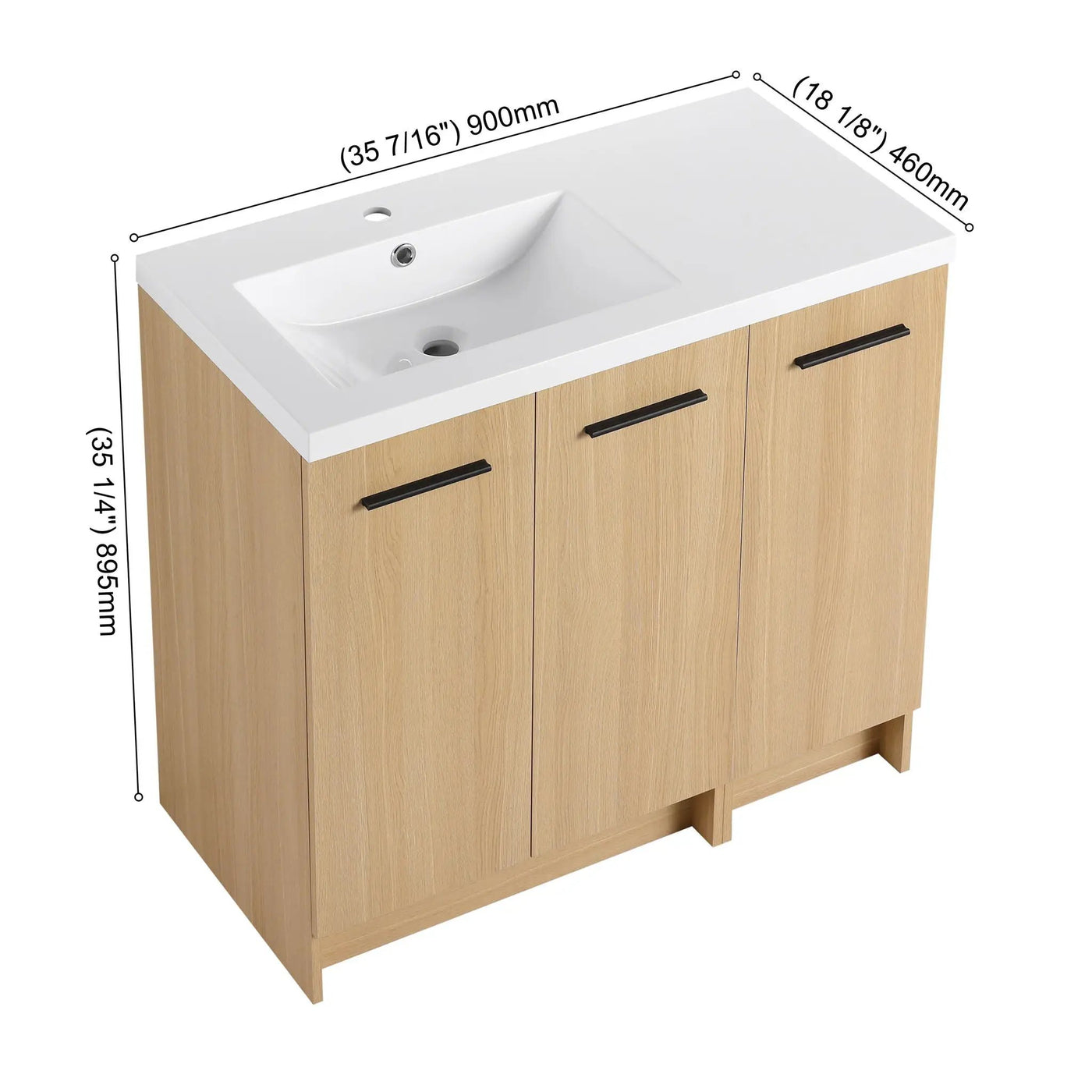 Wall Mounted Floating Bathroom Vanity With Sink, 3 Door Modular Cabinet by HouseOfZazla
