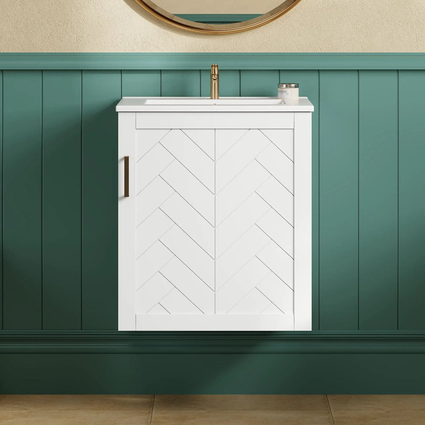 Modern Wall Mounted Bathroom Cabinet With Side Shelf And Ceramic Sink by HouseOfZazla
