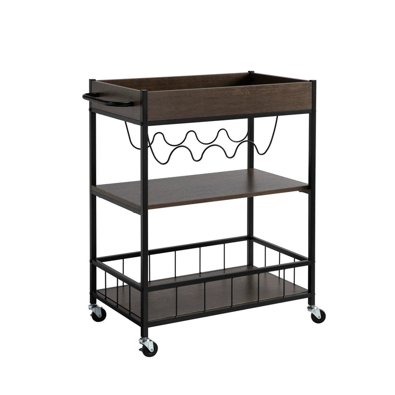 Rolling Kitchen Cart With Storage And Four Wine Bottle Rack by HouseOfZazla
