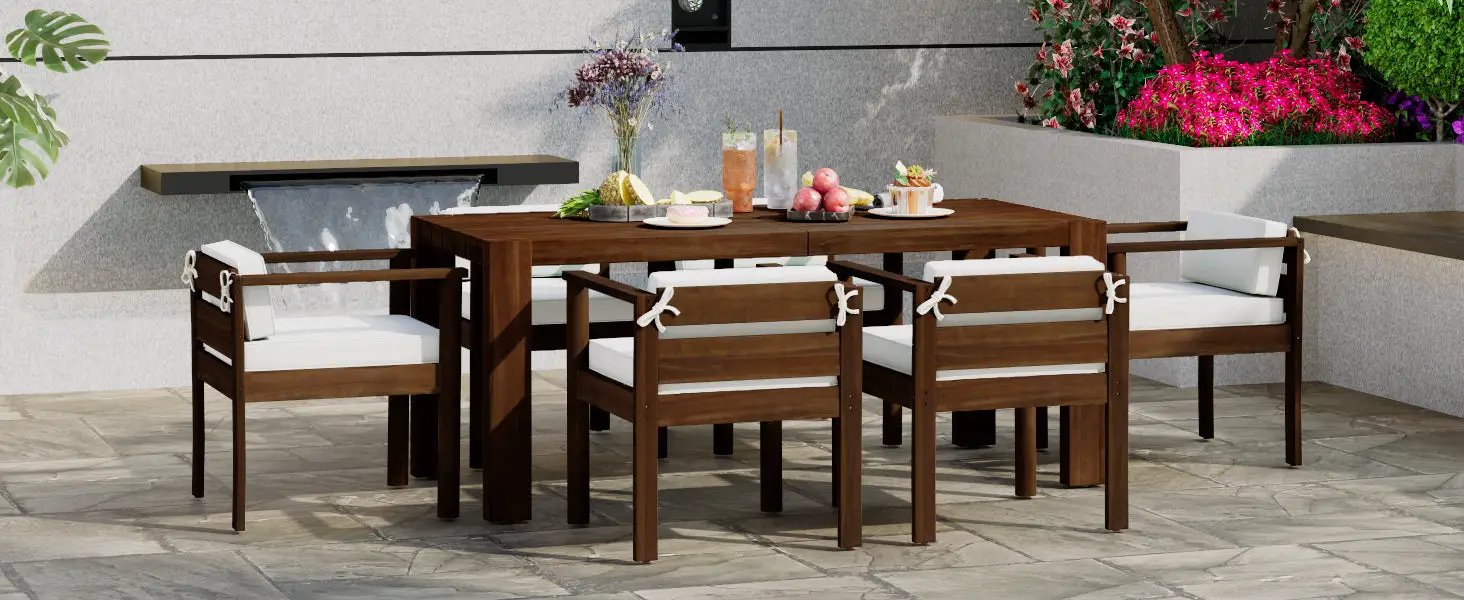 TREXM 7-Piece Patio Dining Table Set for 6 by HouseOfZazla