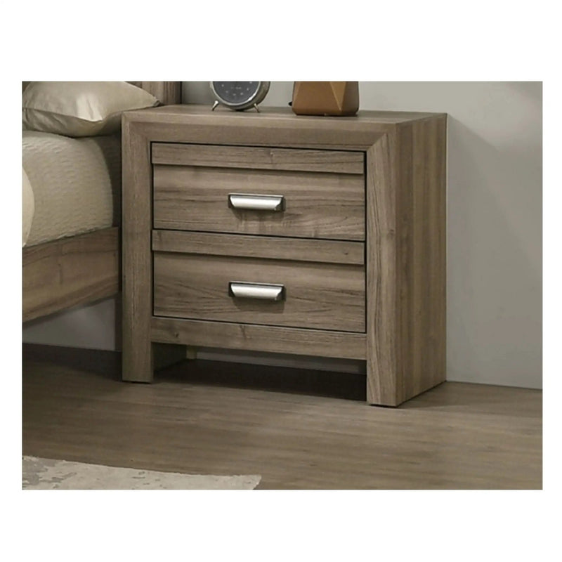 2 Drawer Nightstand With Pulls, Bedroom Furniture - Light Brown by Unique Piece Furniture