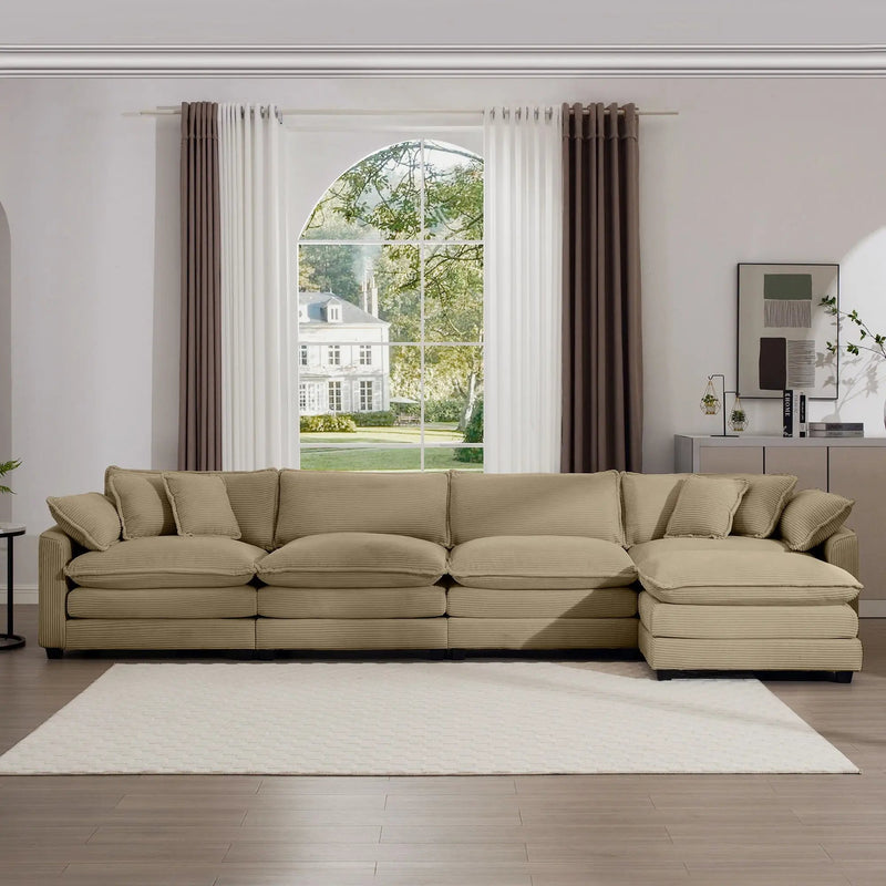 Modern Oversized Modular Cushion Sofa With Ottoman, Low Back, Deep Seating Sofa Set by HouseOfZazla