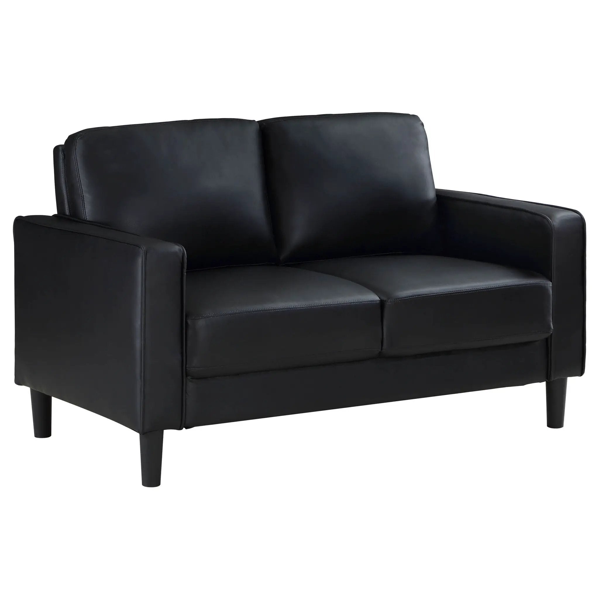 Ruth Upholstered Track Arm Loveseat Black by Unique Piece Furniture