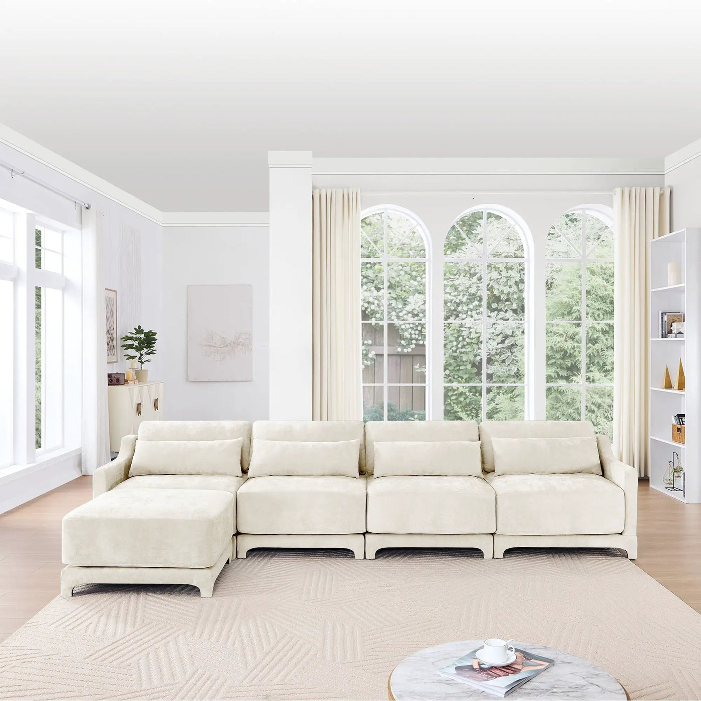 Stylish Sofa With Ottoman And Lumbar Pillows, Ergonomic Design by Unique Piece Furniture