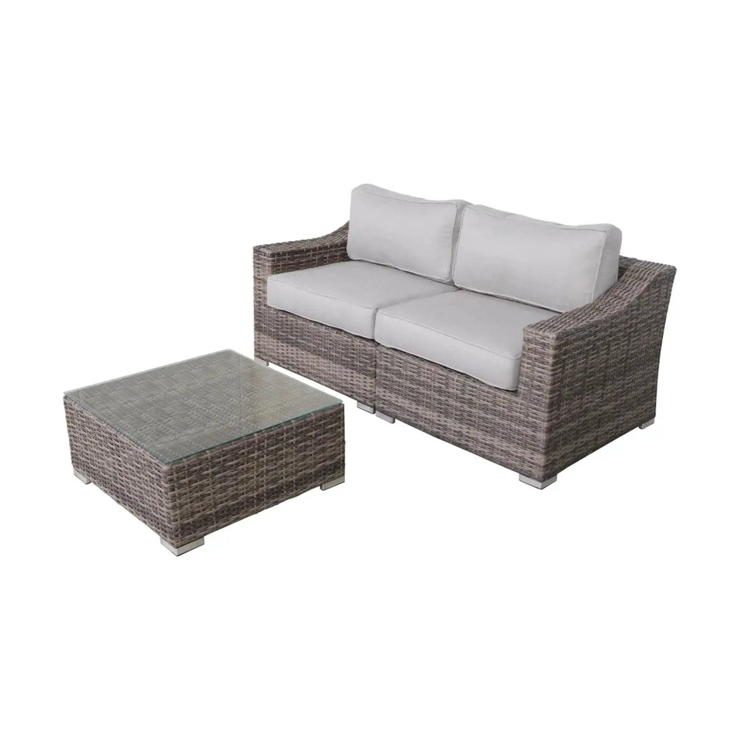 Outdoor Wicker Conversation Set With Cushions, All Weather by HouseOfZazla