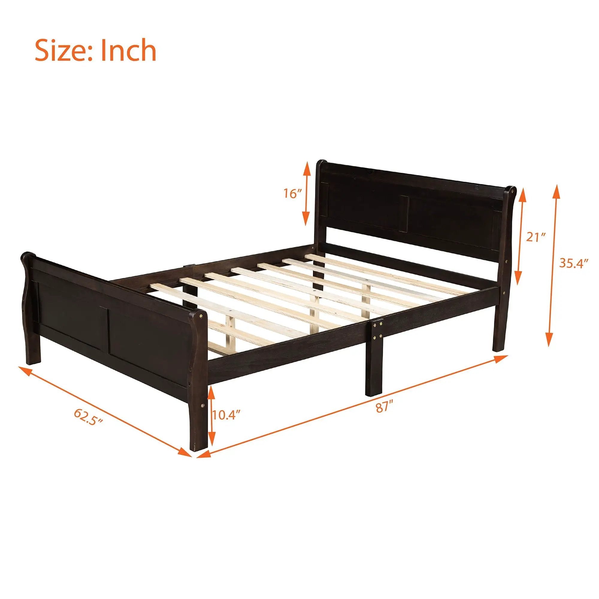 Platform Bed Frame Mattress Foundation Sleigh Bed With Headboard / Footboard / Wood Slat Suppor by HouseOfZazla