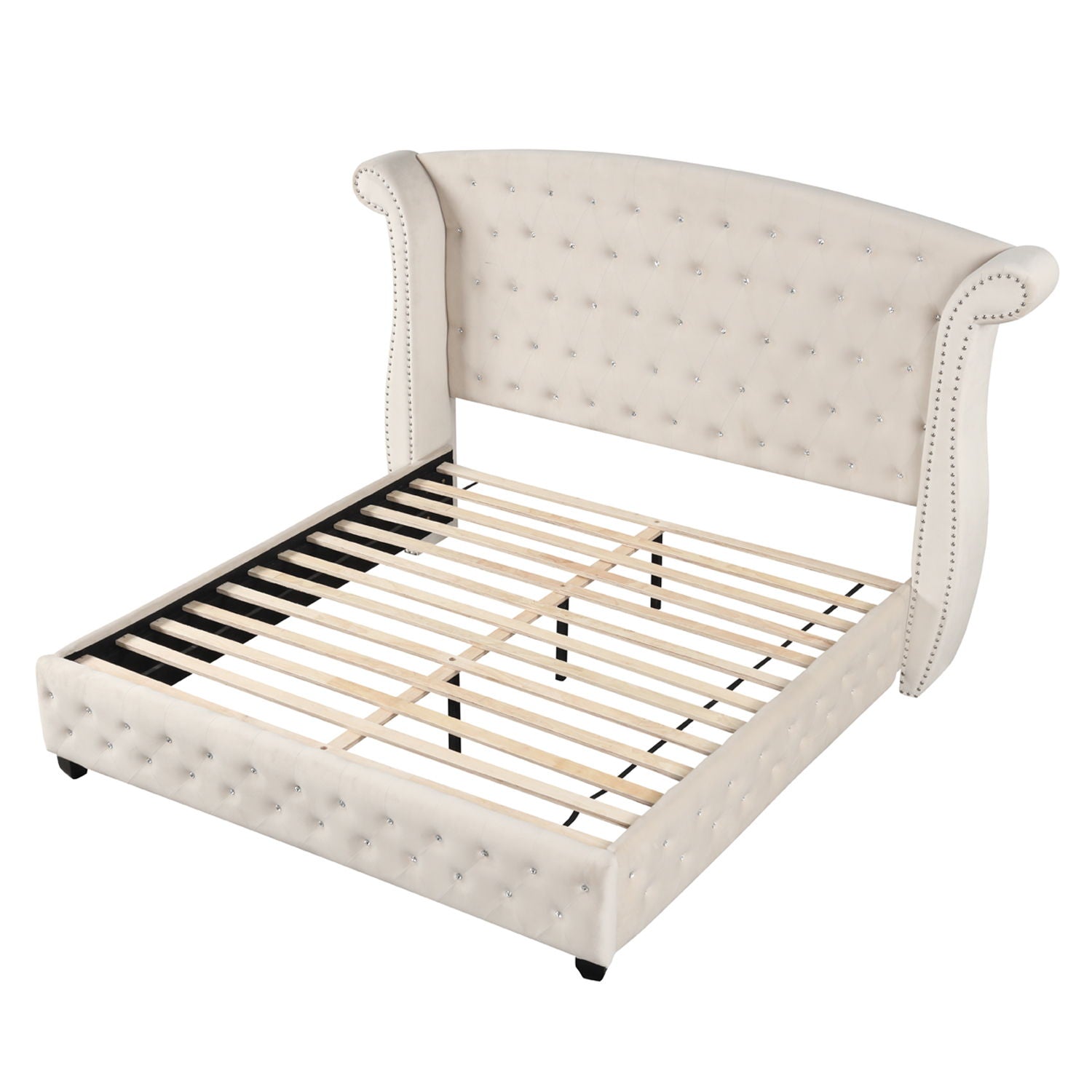 Sophia - Crystal Tufted Upholstered Bed by HouseOfZazla