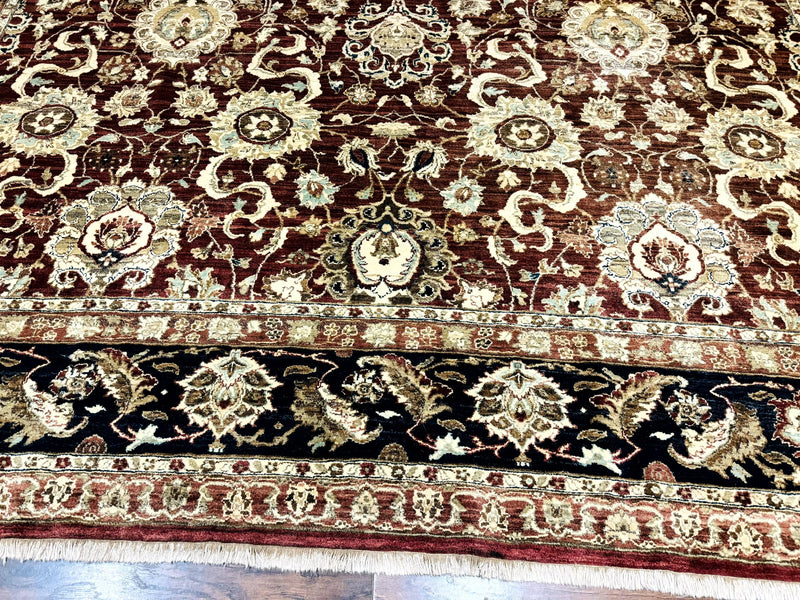Palace Sized Indian Agra Rug 12x17, Wool Handmade Floral Allover Carpet by Jewel Rugs