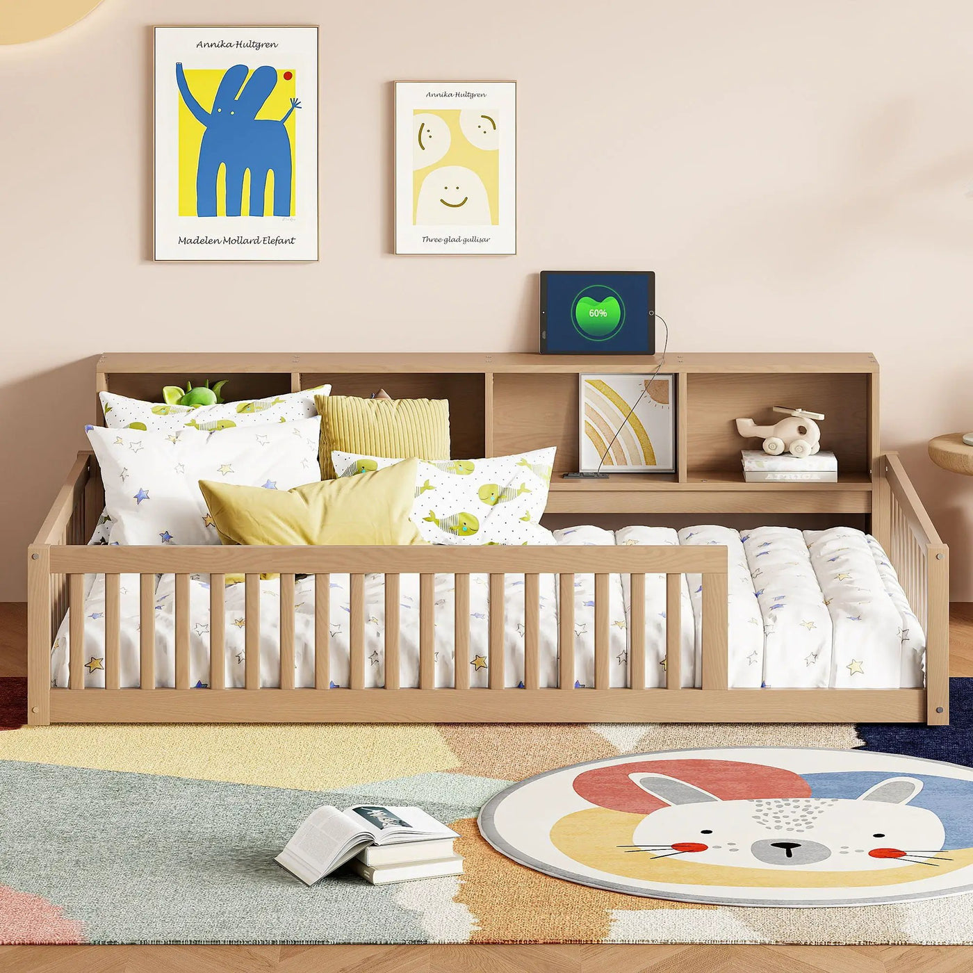 Floor Bed With Storage Cabinets And USB Ports by HouseOfZazla