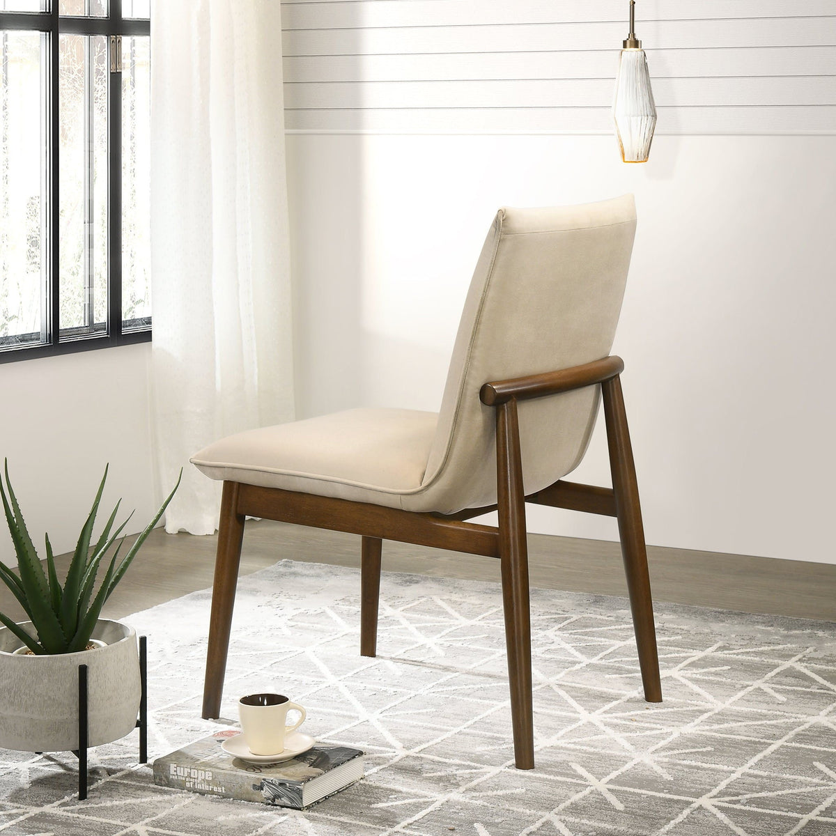 Monza Contemporary Dining Chair Set with Solid Wood Frame - Beige or Dark Green, photo 13 of 26