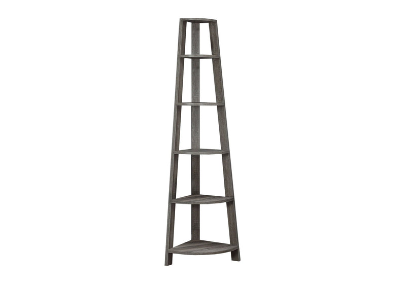 Taupe 5-Tier Corner Bookshelf with Fixed Shelves - Contemporary Wood-Look
