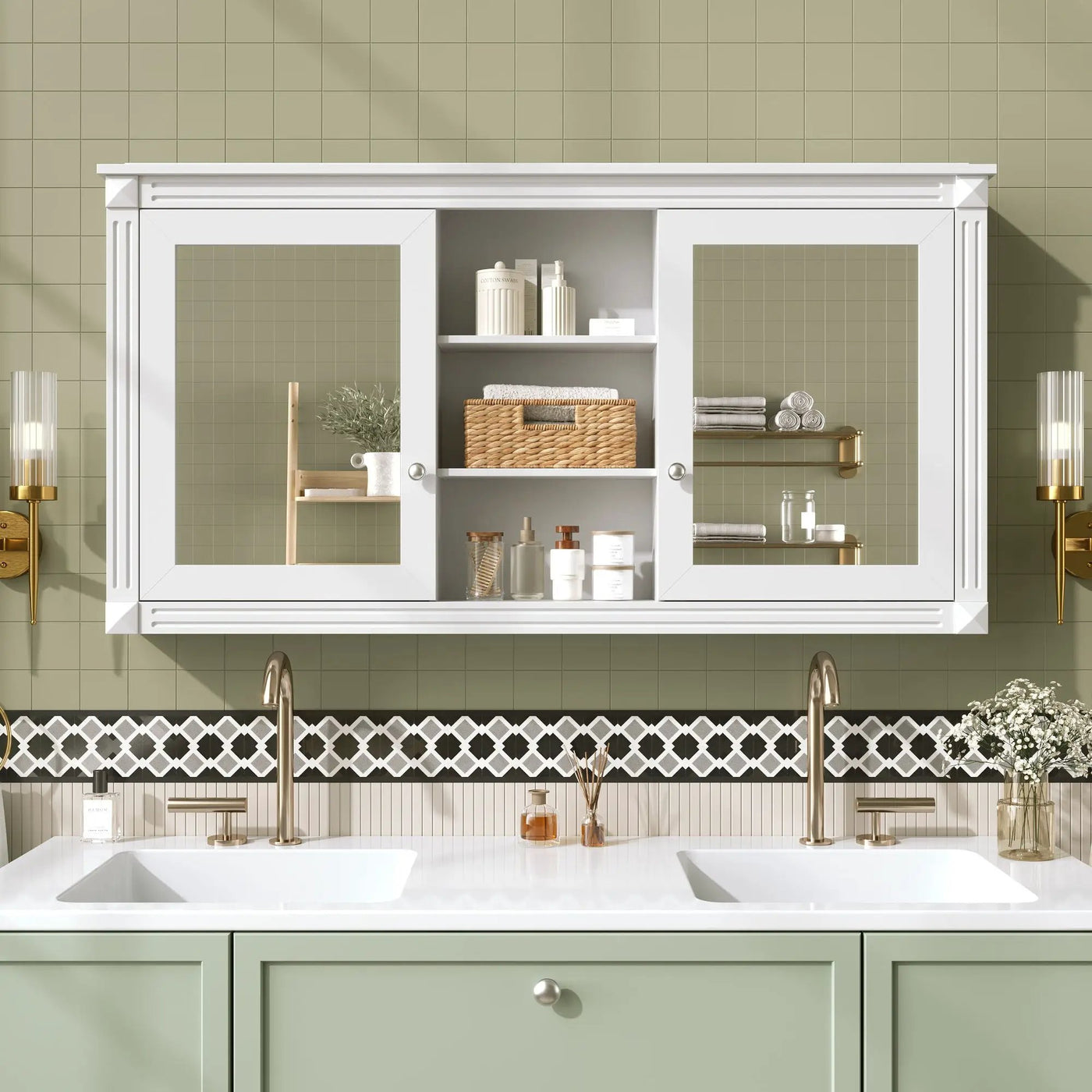 Modern Wall-Mount 2 In 1 Mirror Cabinet With Adjustable Shelves, Soft-Closing Hinges by HouseOfZazla