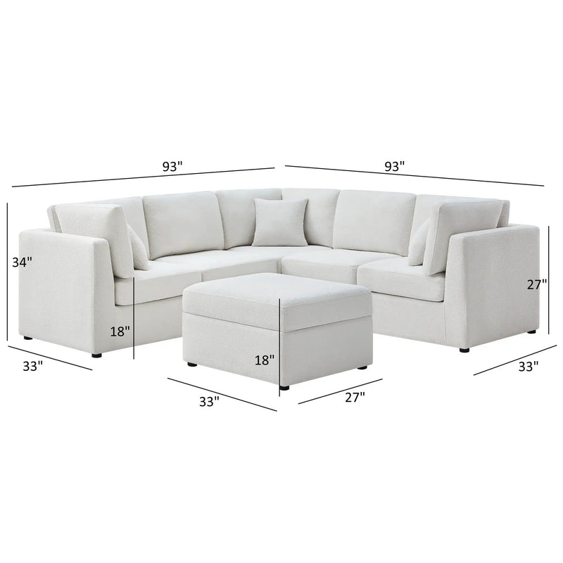 Chauncy - Sectional With Storage Ottoman by HouseOfZazla
