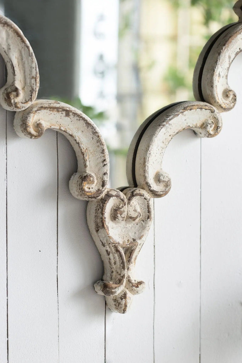Artistic Diamond Scrollwork Mirror, Home Accent Mirror For Living Room, Entryway, Bedroom, Office - Antique White by HouseOfZazla
