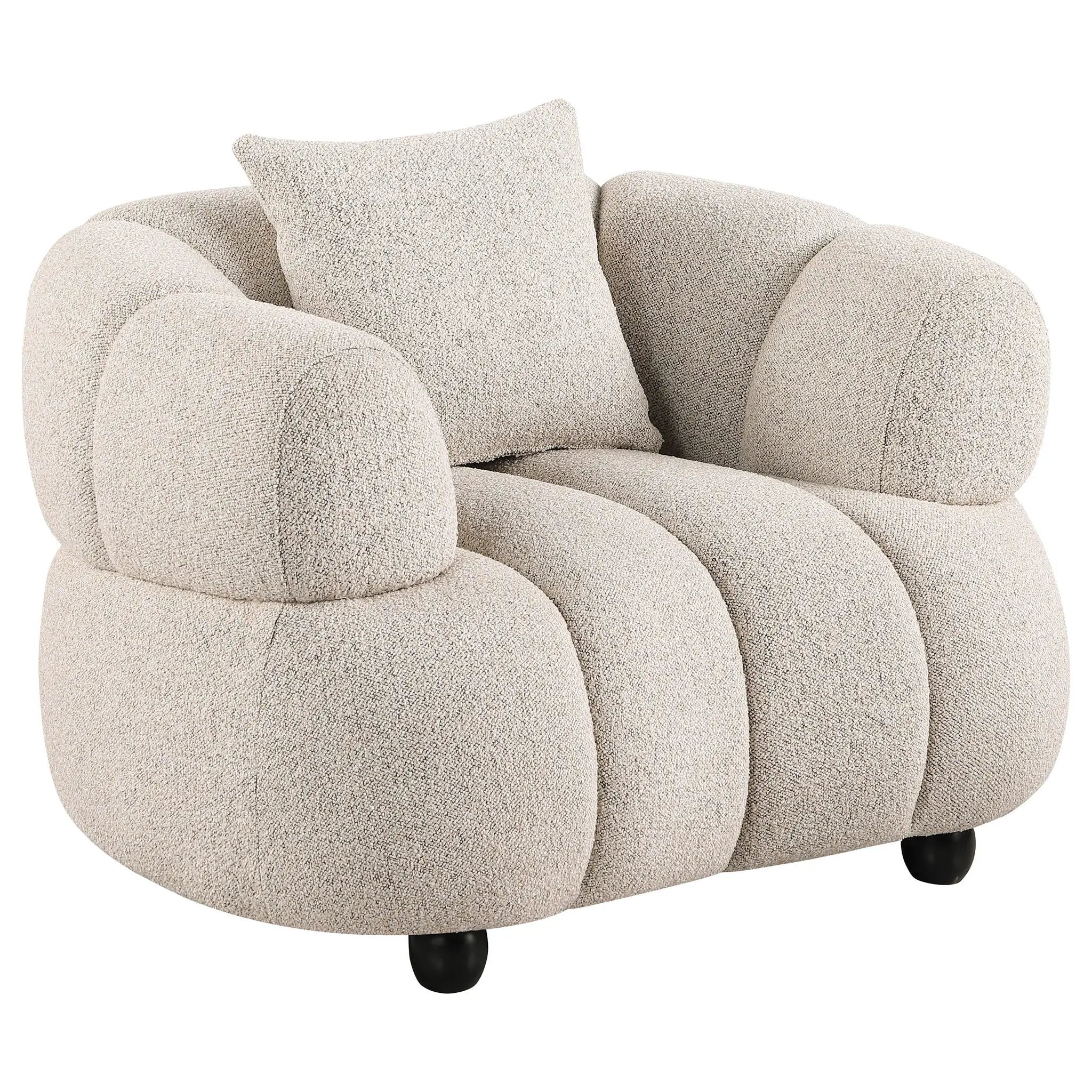 Whitney Contemporary Channel Tufted Boucle Upholstered Sofa Set by Unique Piece Furniture