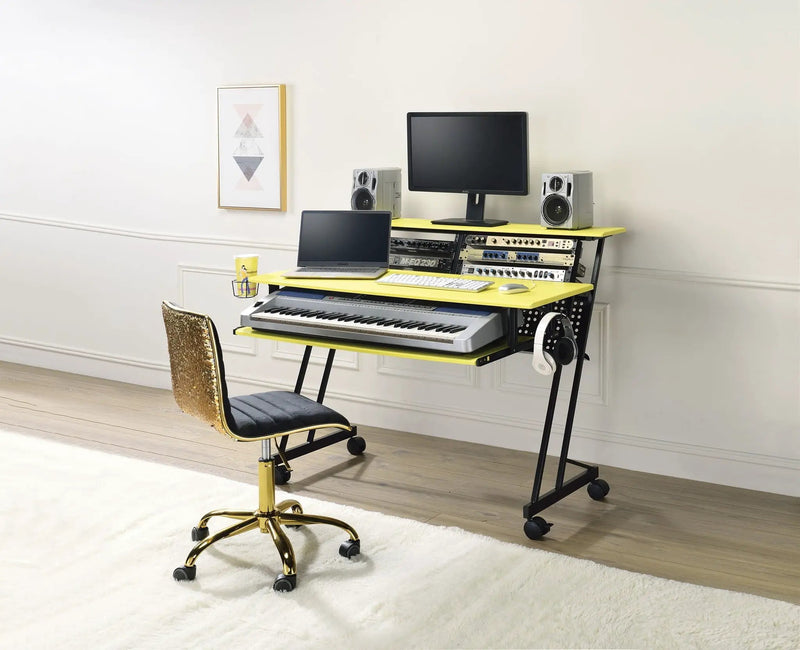 Suitor - Music Recording Studio Desk - Black / Yellow by HouseOfZazla