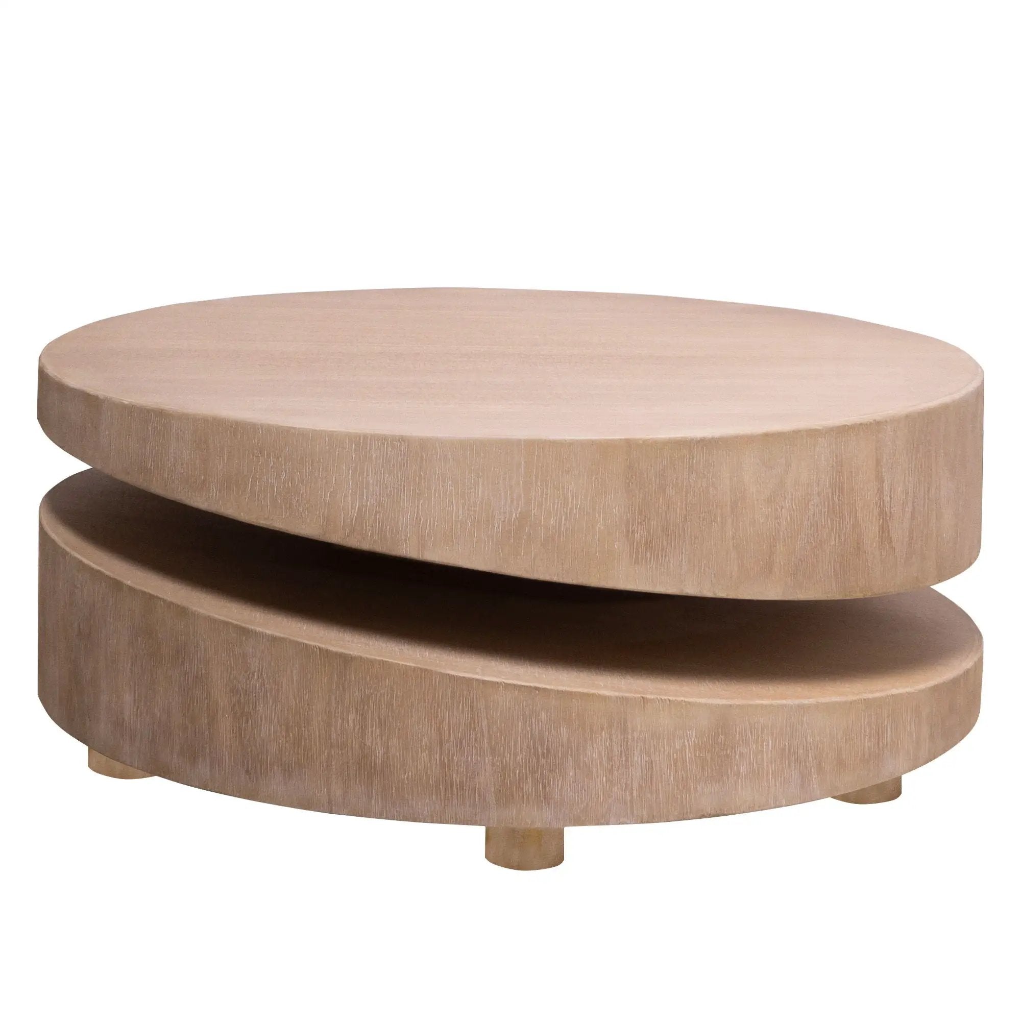 Modern Round Wood Coffee Table, Accent Table For Living Room - Antique Natural / Natural / Rustic by Unique Piece Furniture