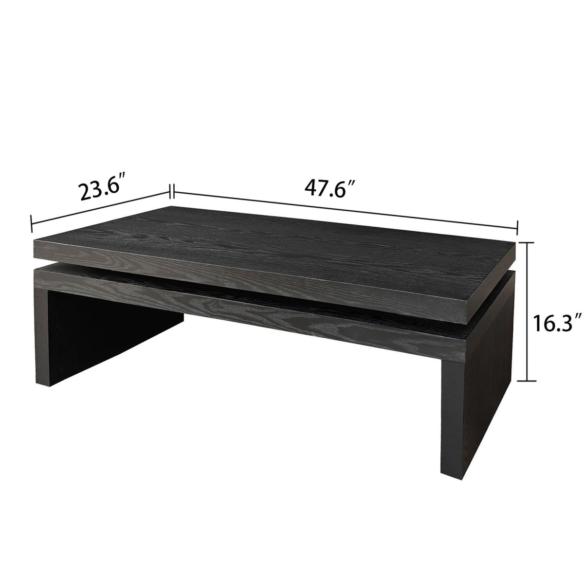 Rectangular Coffee Table with Modern Floating Top Design - Light Brown or Black, photo 5 of 8