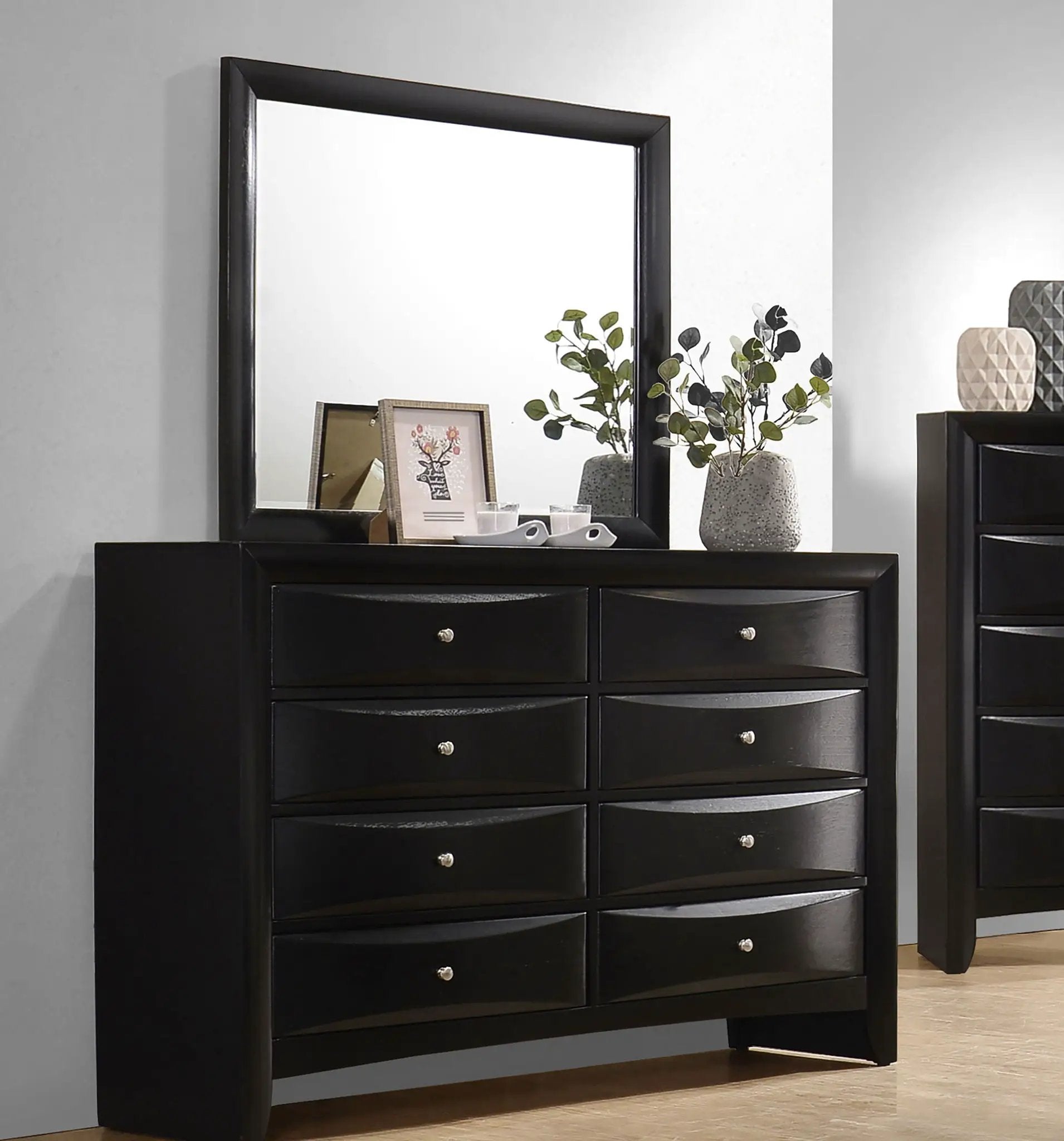 Briana 8-drawer Dresser with Mirror Black by Unique Piece Furniture